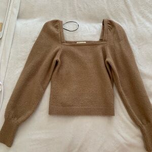 Tan Square Neck Sweater